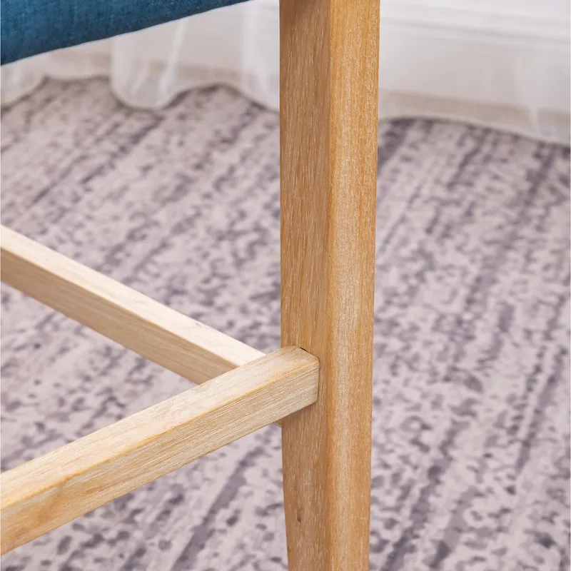 Roundhill Furniture Siena Counter Height Button Tufted Back Solid Wood Stools, Set of 2