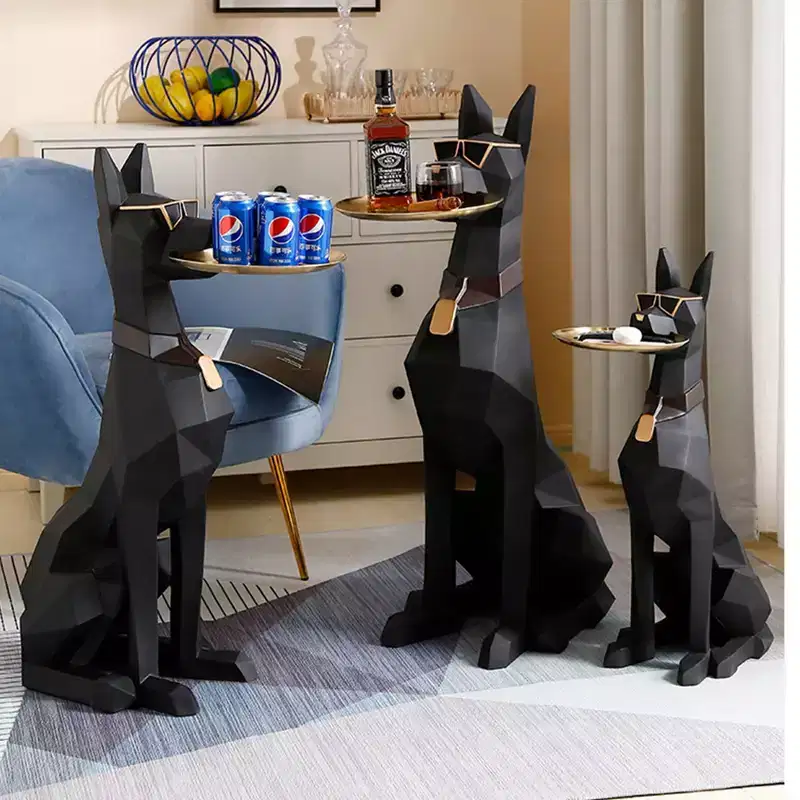 EUREKA ERGONOMIC 29''H, Big Doberman Dog Side table,13L x 9.84W x 29.13H,Black