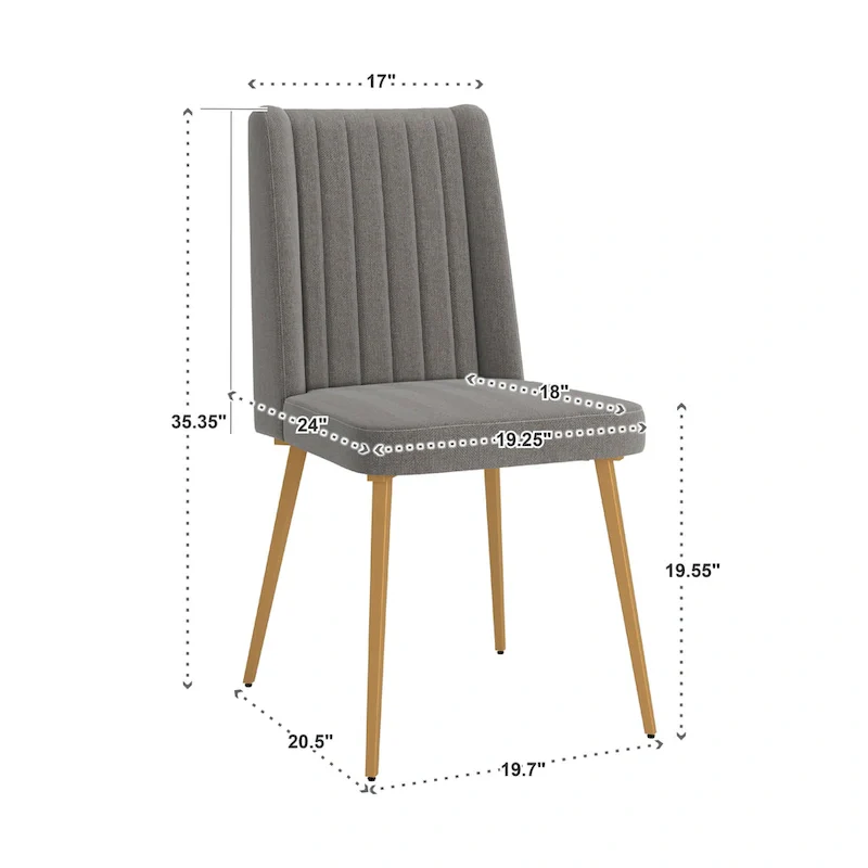 Gold Finish Fabric Dining Chair (Set of 2)