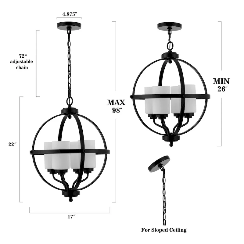 SAFAVIEH Lighting Maribelle 4-Light Led Adjustable Pendant - 17  W x 17  L x 26-98  H - 17Wx17Dx98H