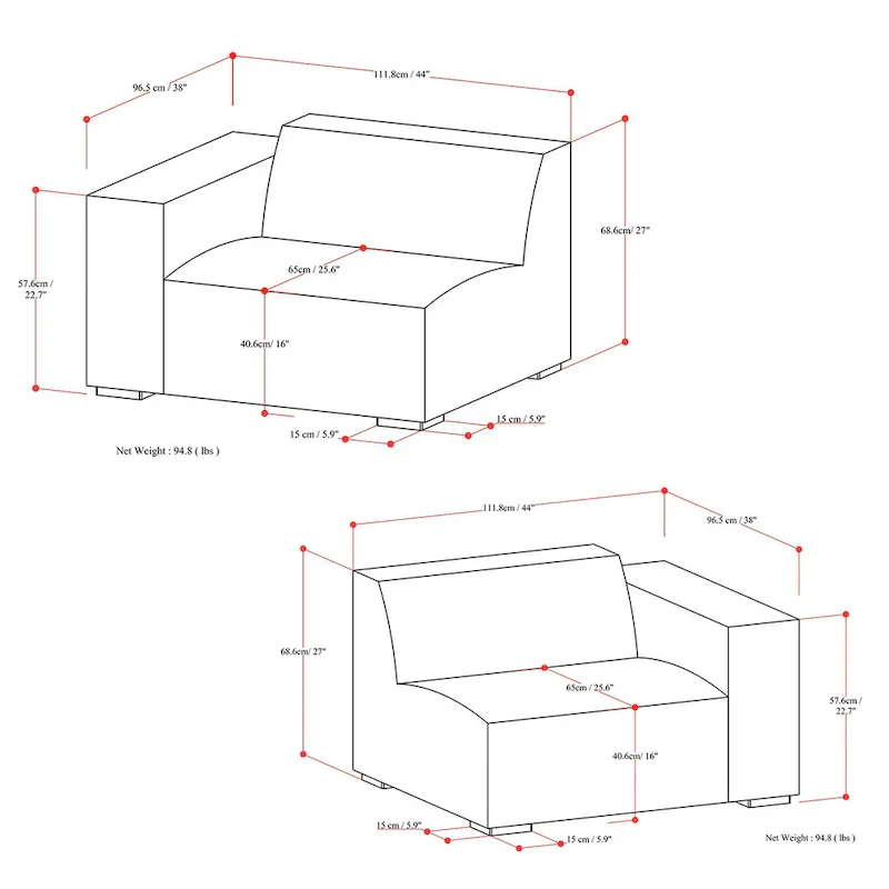 WyndenHall Biggs 2-Seater Modular Sofa