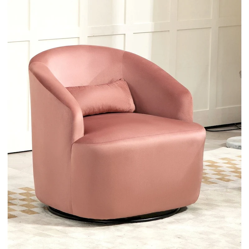 US Pride Furniture Accent Chair with Barrel-shaped Design and 360 Degree Swivel Feature