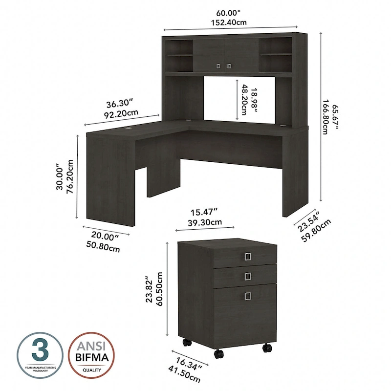 Echo L Shaped Desk with Hutch and Drawers by Bush Business Furniture