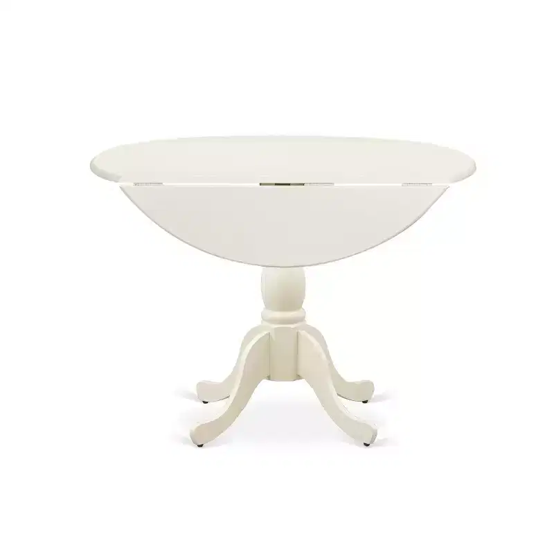HomeStock 5 Piece Round Dining Table Set Linen Fabric Parsons Chairs
