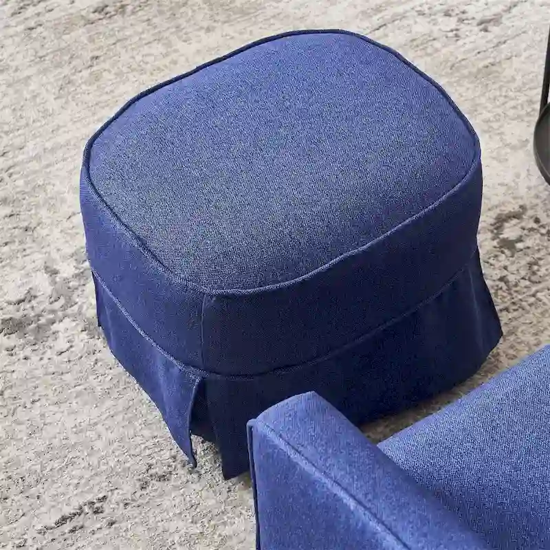 Swivel Barrel Chair with Ottoman and Black Metal Base