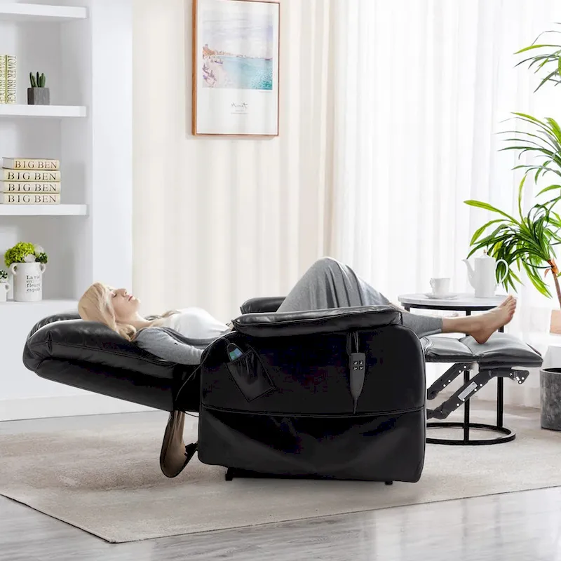 Dual Motor Power Lift Recliner, Brown/Yellow/Black, Heat & Massage, 180°, Seats 1