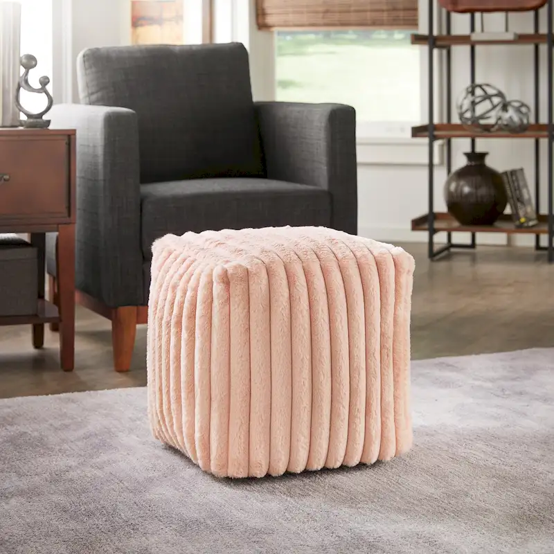 Brunico Upholstered Square Pouf Ottoman by iNSPIRE Q Bold