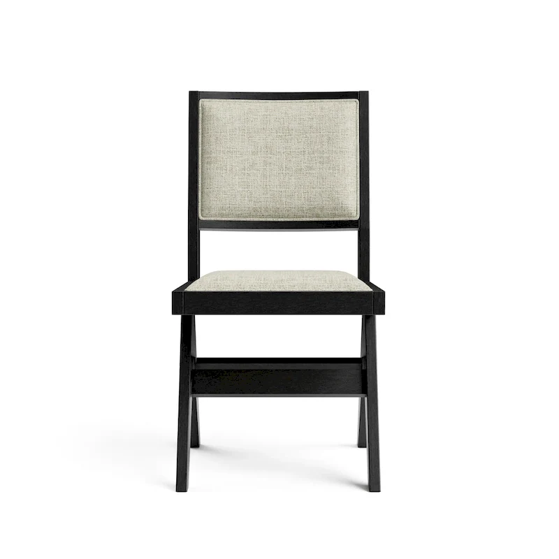 Modern Black Padded Fabric Dining Chairs (Set of 2)