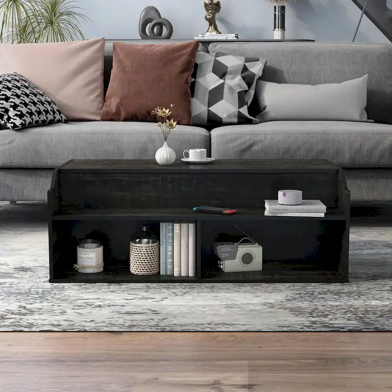 DH BASIC Transitional Black Oak 44-inch Lift-top Coffee Table by Denhour