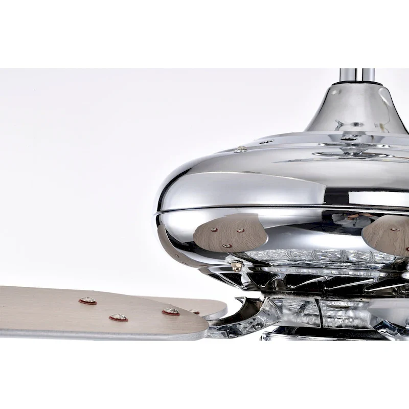 Gahila 52 Inch Chrome Finish Crystal Ceiling Fan with Remote - N/A