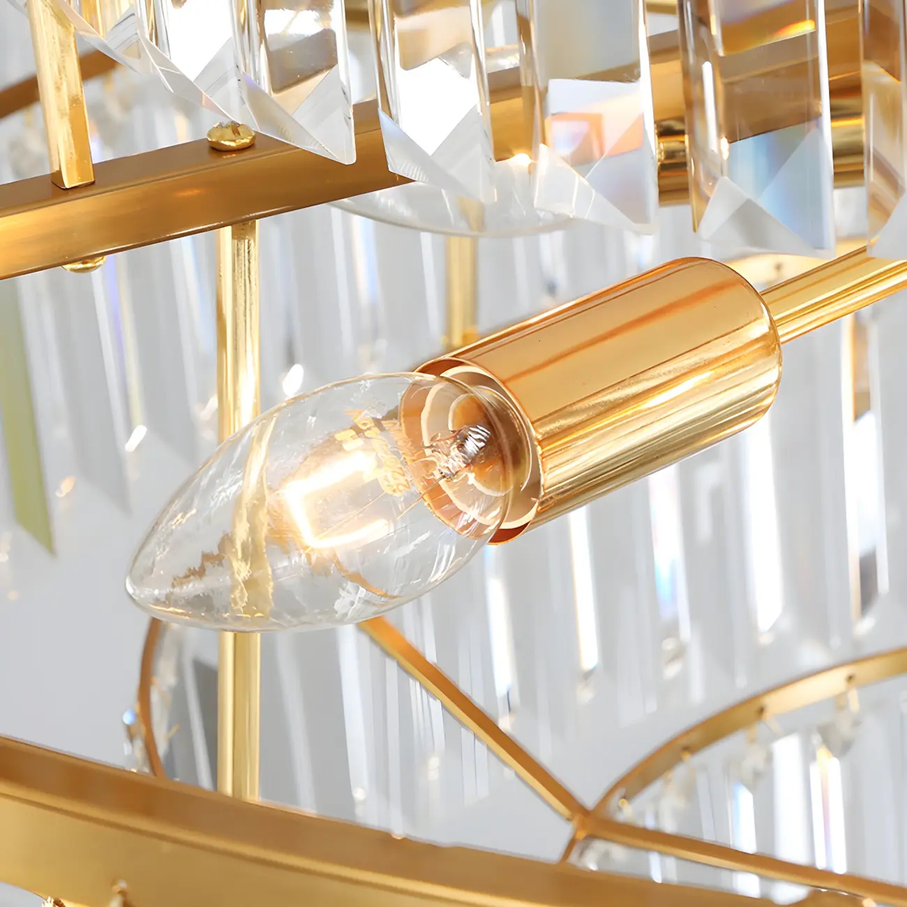 Gold Crystal Cylinder Tier Circle Chandelier