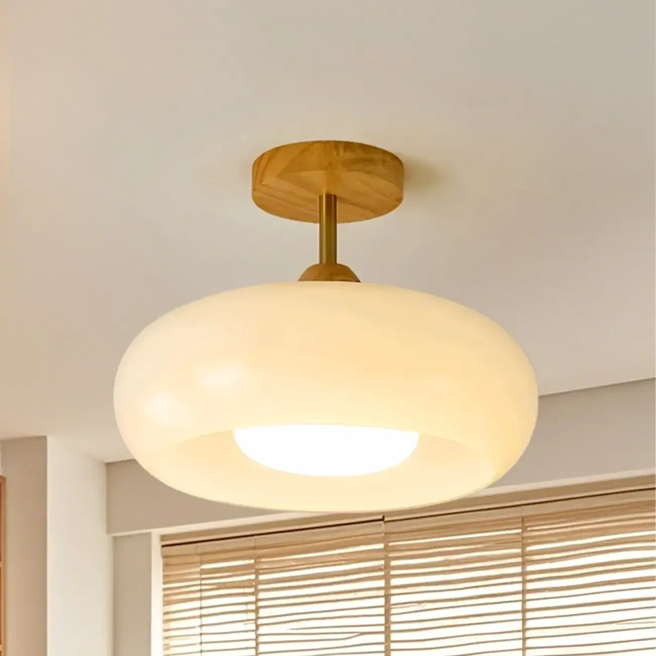 Modern Mini Semi Flush Mount Ceiling Light with Drum Shape