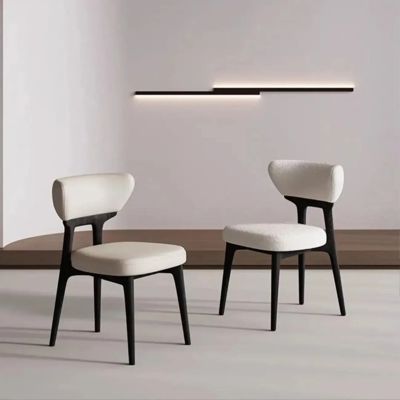 Scandinavian Low Back Upholstered Wood Dining Chair