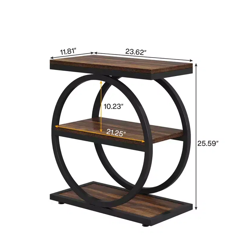 MAYEERTY 2-Pack Rustic Side Table Open Shelf Waterproof Anti-Slip Stable Design