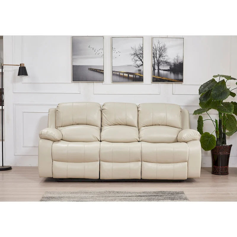 Betsy Furniture Bonded Leather Manual Rclining 3-seat Sofa Couch 8018