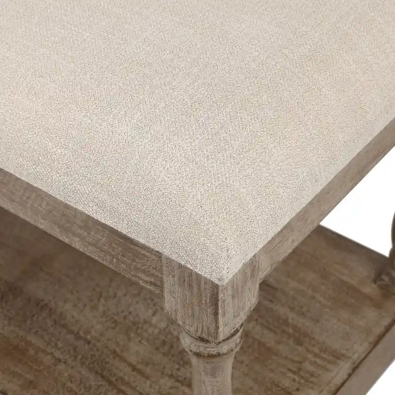 Upholstered Beige Linen Entryway and Bedroom Bench - 17.75 H x 35.5 W x 15.75 D