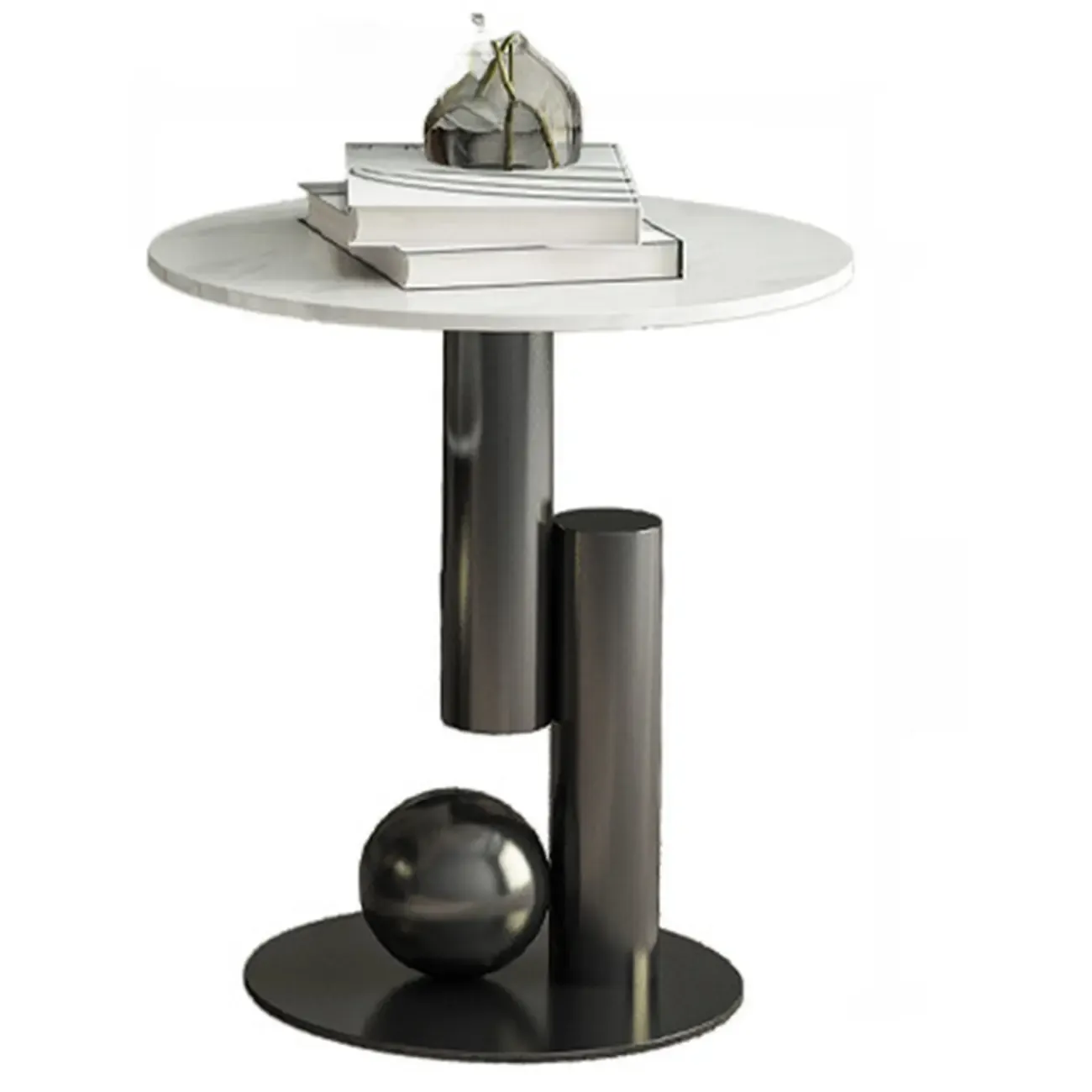 Modern Light Luxury White Oval Coffee Table with Metal Base