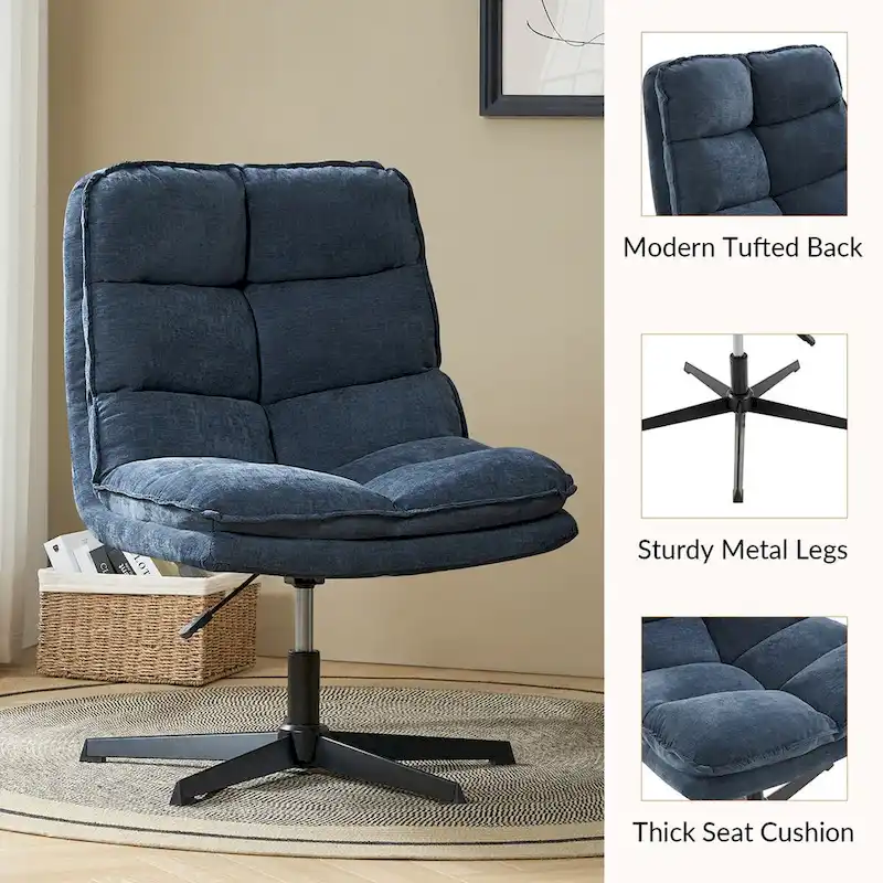 Joaquin Modern Armless 0ffice Chair Tufted 360Swivel With Upholstered by HULALA HOME