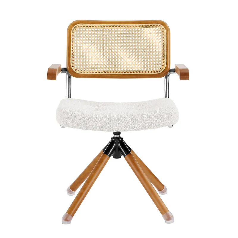 Art Leon Swivel PU Leather and Wooden Accent Chair