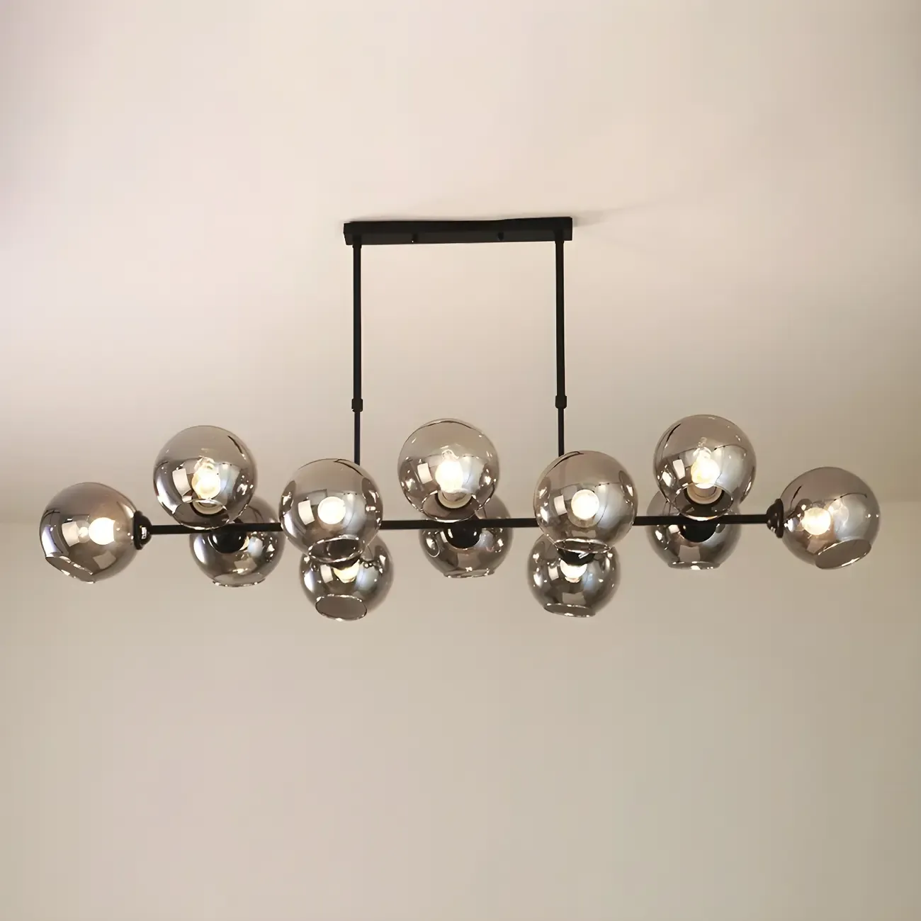 Colonial Black Glass Globe Island Pendant Light