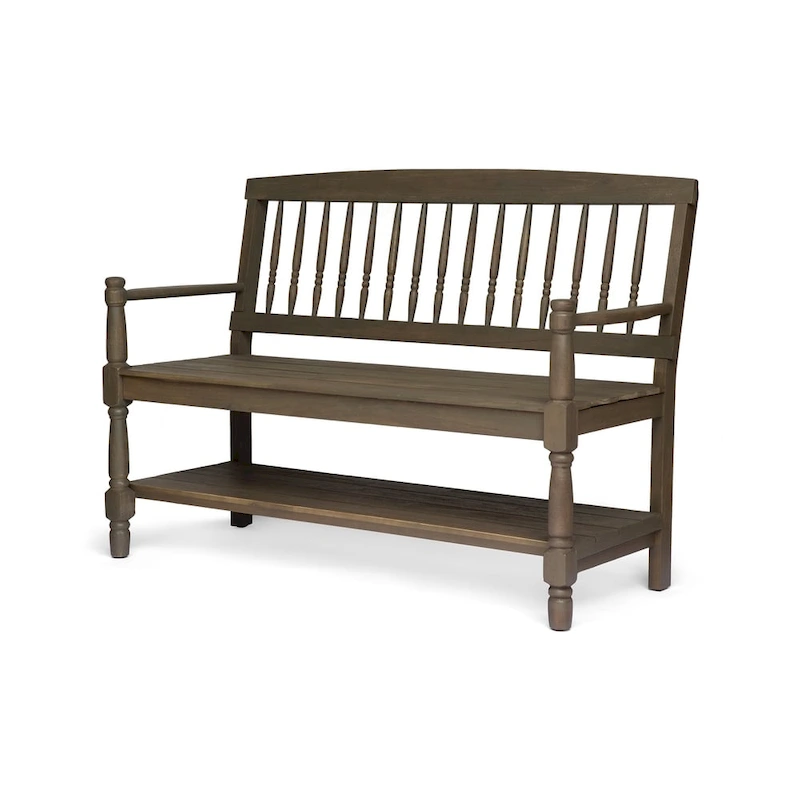 Lennon Acacia Wood Bench with Shelf by Christopher Knight Home