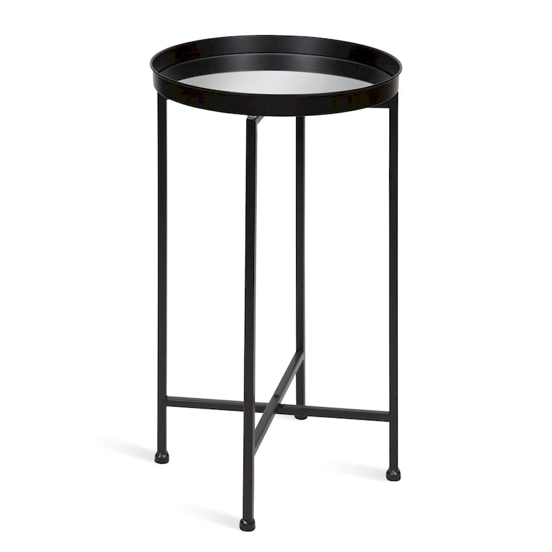 Kate and Laurel Celia Round Metal Tray/ Foldable Accent Table - 14x14x25.75