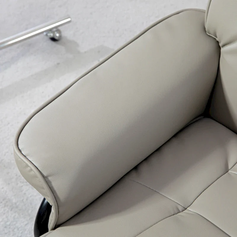 Recliner with Ottoman, Swivel Recliner Chair and Ottoman, Faux Leather Reclining Chair with High Back and Wood Frame