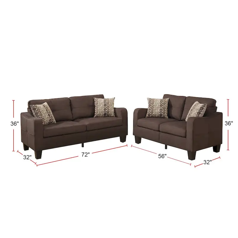 2 Piece Sofa Set with Accent Pillows