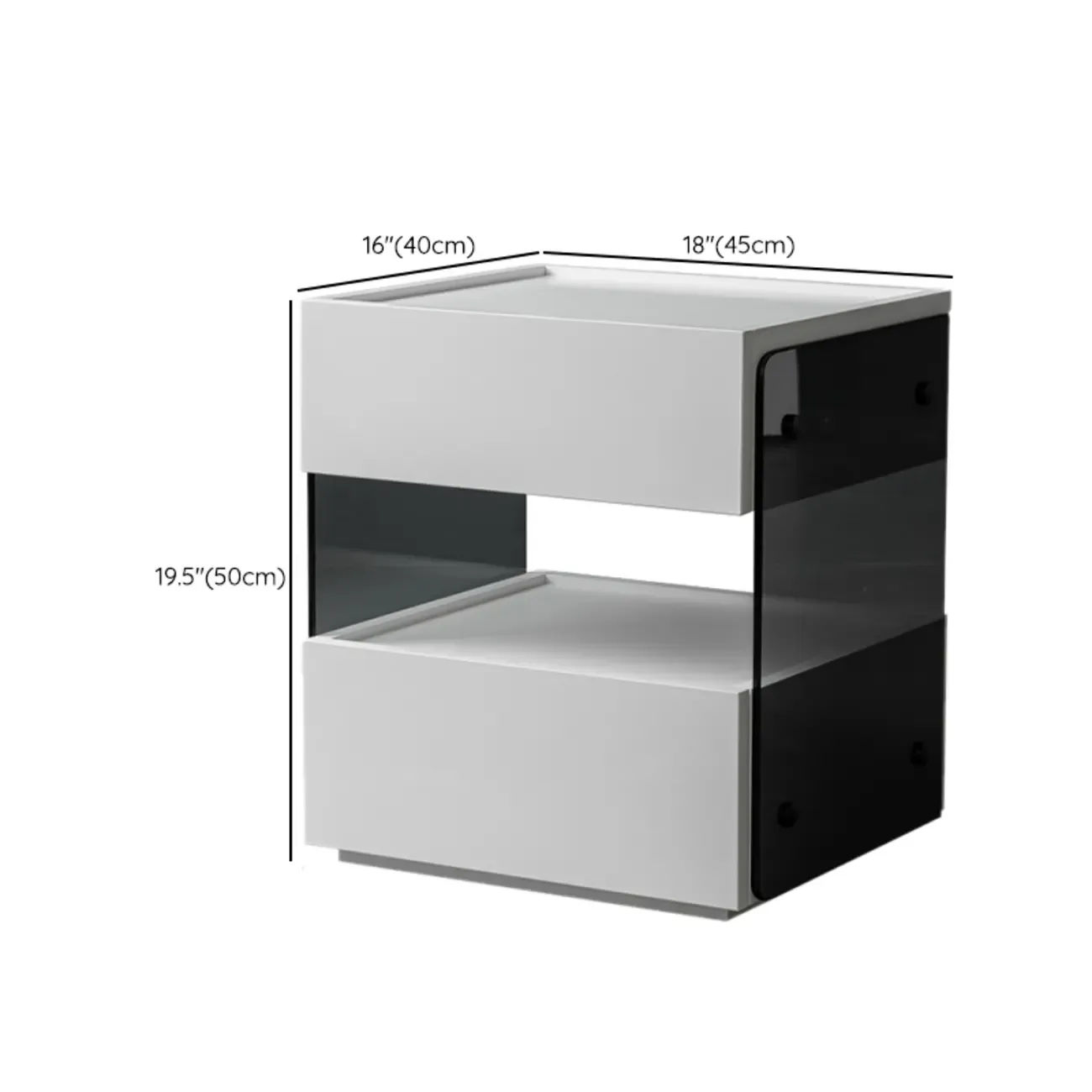 Modern Pine Wood 2 Drawer Nightstand with Lighting