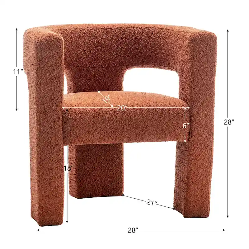 KINWELL 28 Wide Boucle Upholstered Square Armchair (Set of 2)