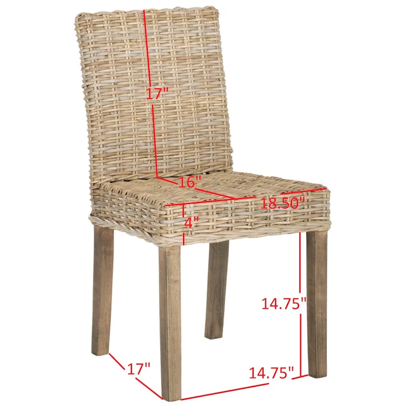 SAFAVIEH Luana Dining Unfinished Natural Wicker Dining Chair (Set of 2) - 19 x 22.5 x 34.5 - 19W x 23D x 35H
