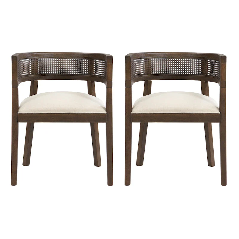 Halea Farmhouse Rubberwood Dining Chairs with Cane Back (Set of 2) by