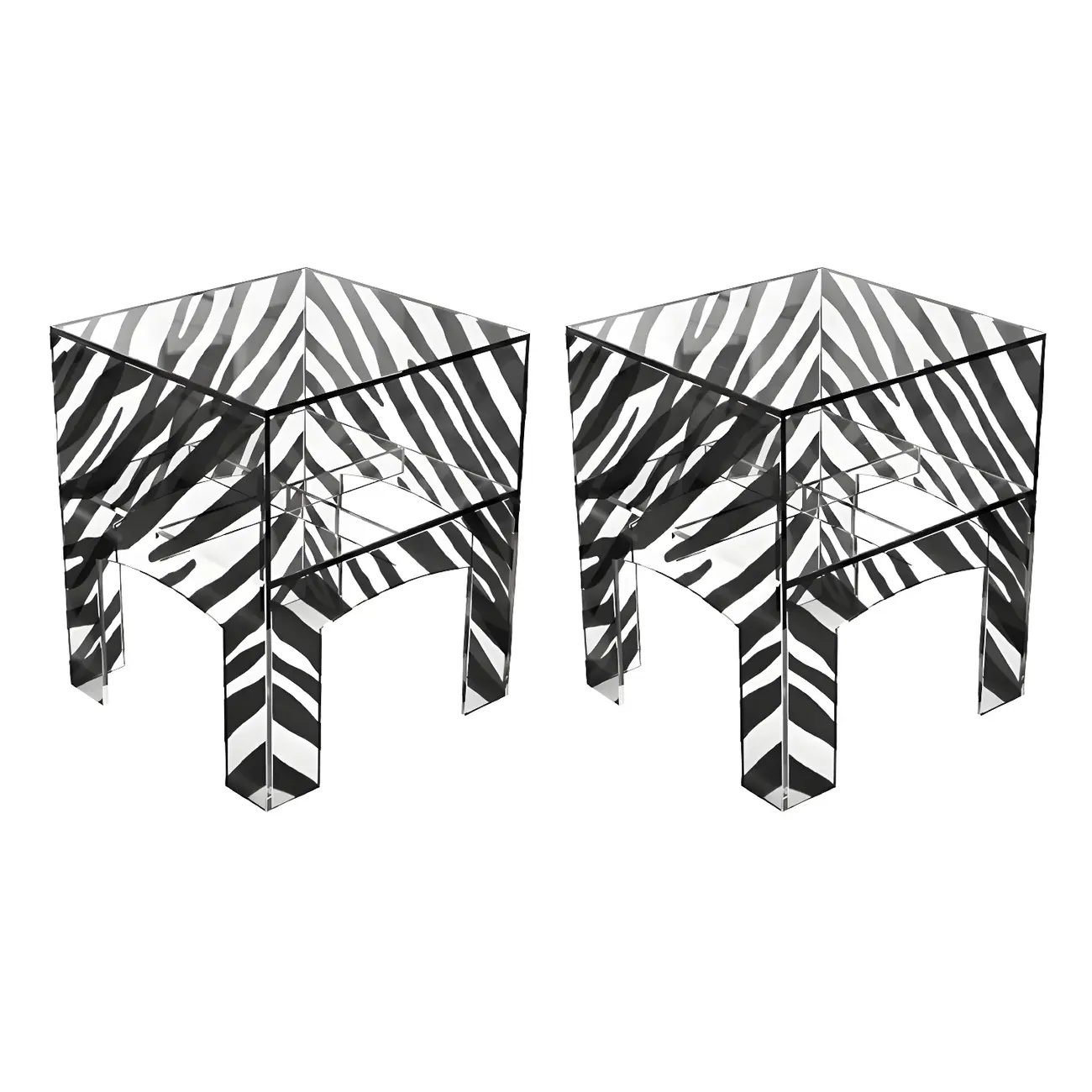 Modern Small Acrylic Nightstand with Drawer