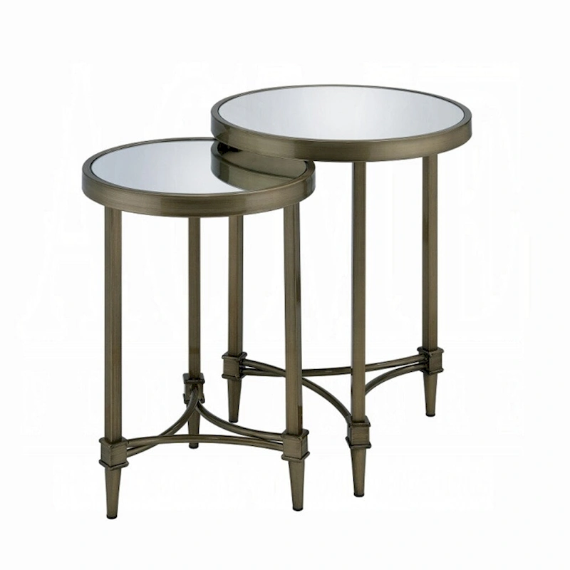 ACME ADITYA NESTING TABLE Mirrored & Antique Brass Finish