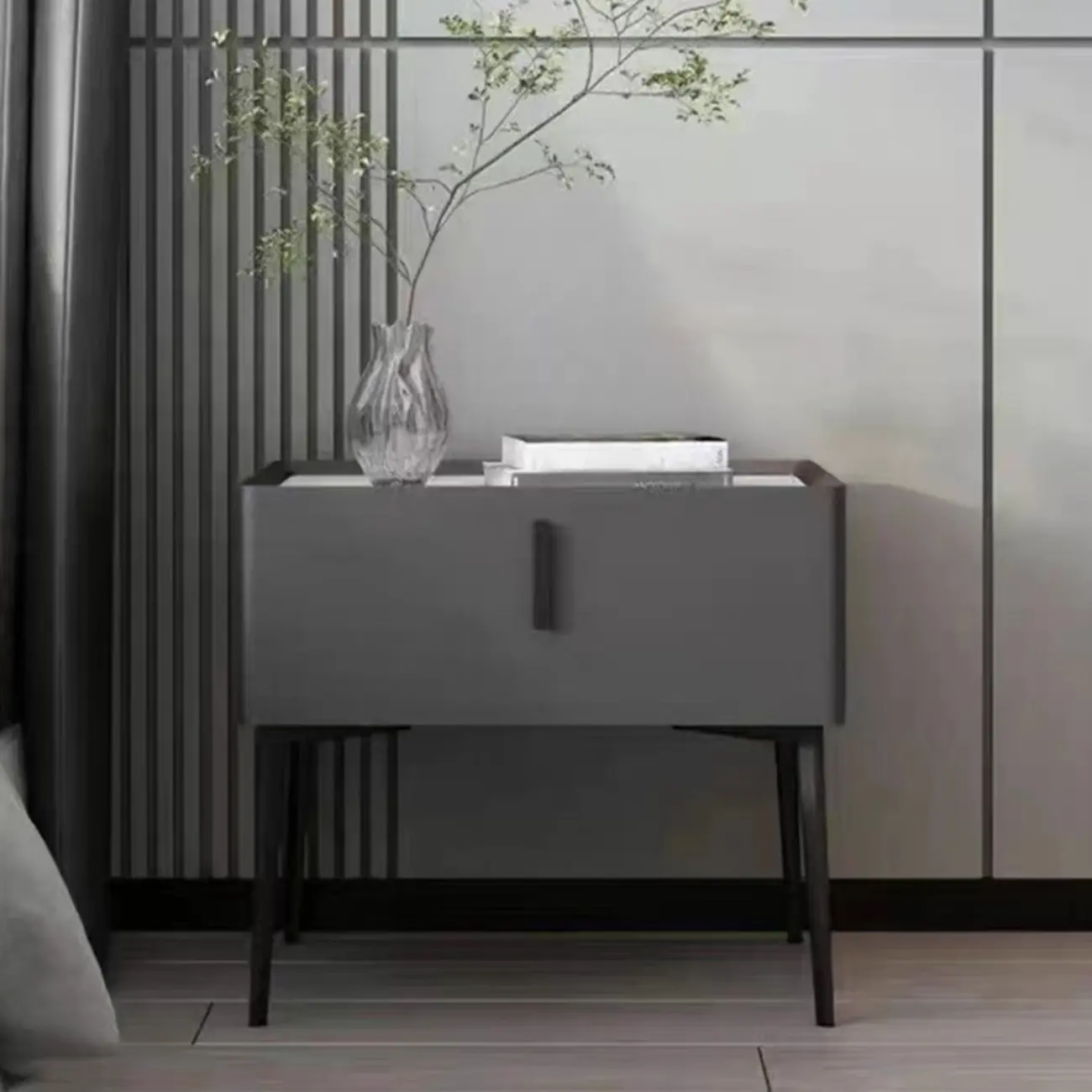 Modern Narrow Nightstand with Drawer