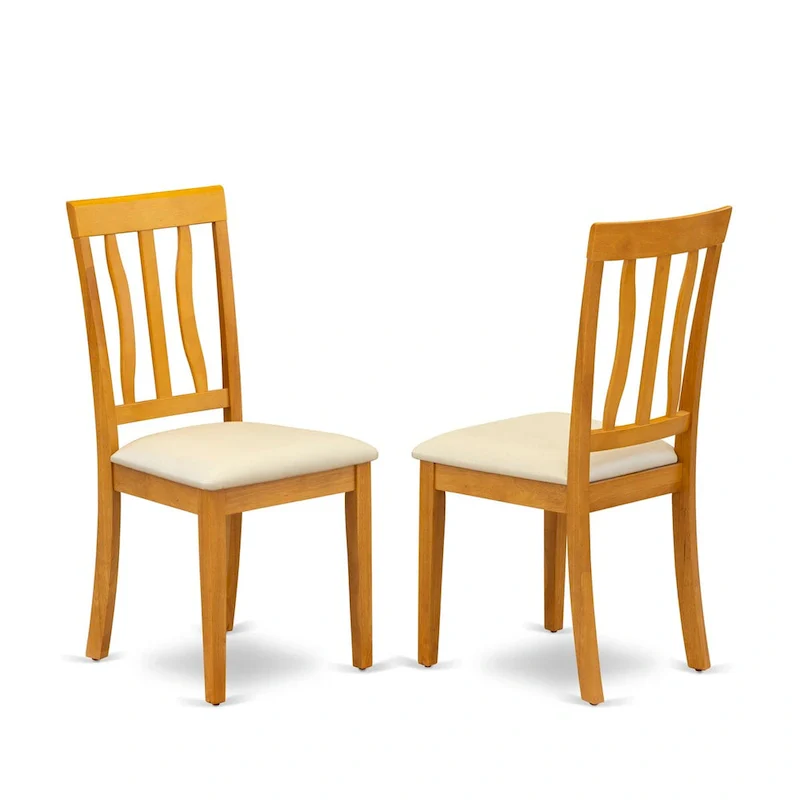 East West Furniture Dining Table Set- a Rectangle Dining Room Table and Faux Leather Chairs, Oak (Pieces Option)