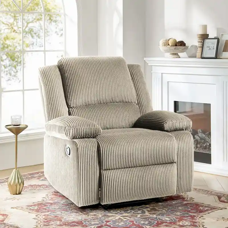 Vegan Leather Upholstered Push Back Manual Recliner Chair