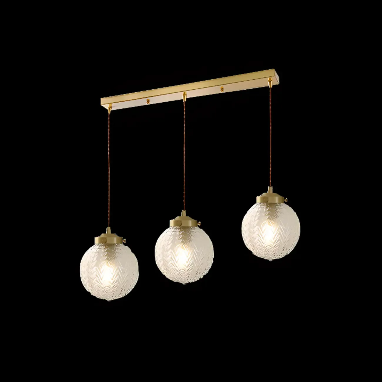 Modern Gold Carved Glass Globe Pendant Light