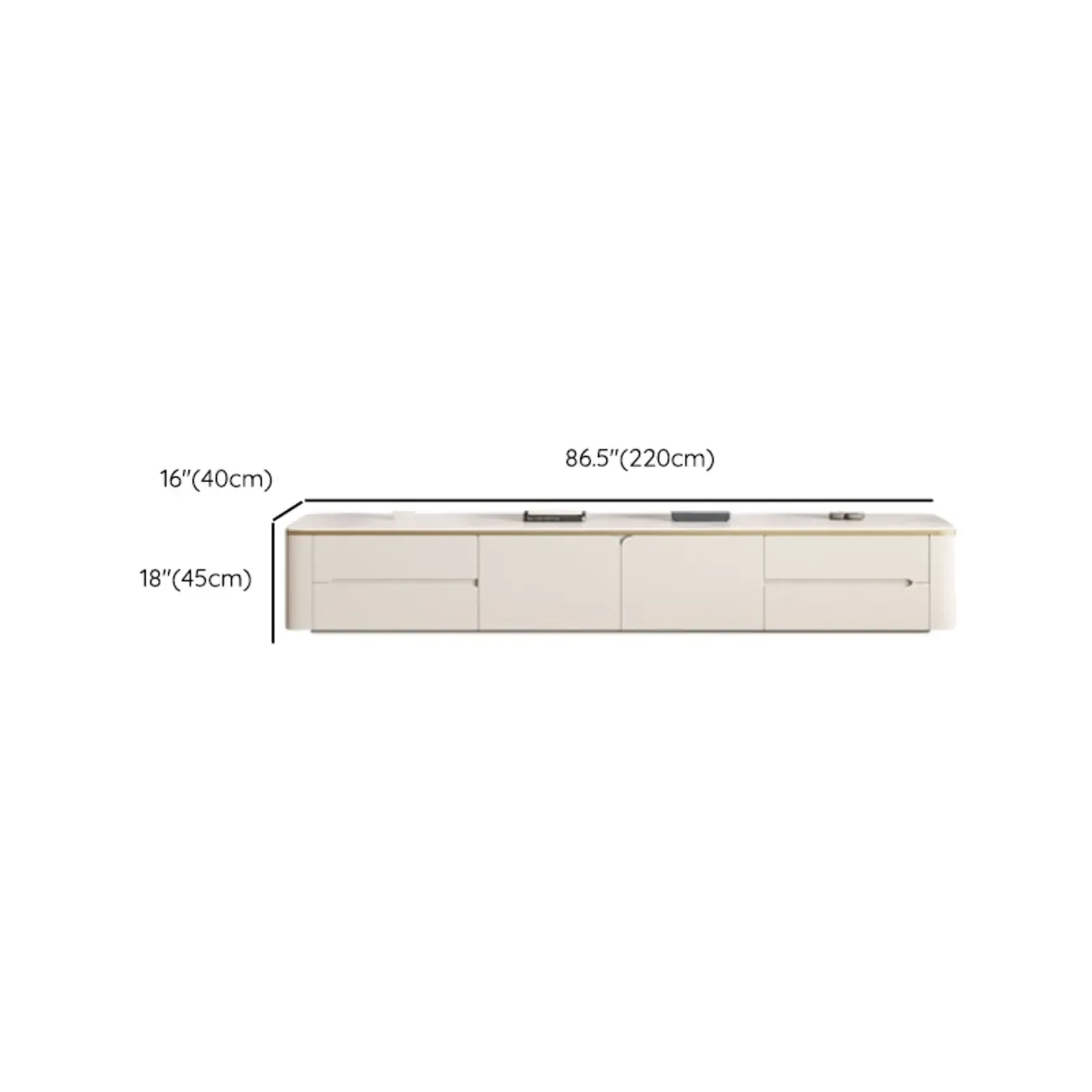 Modern White Stone Long TV Stand with Drawers