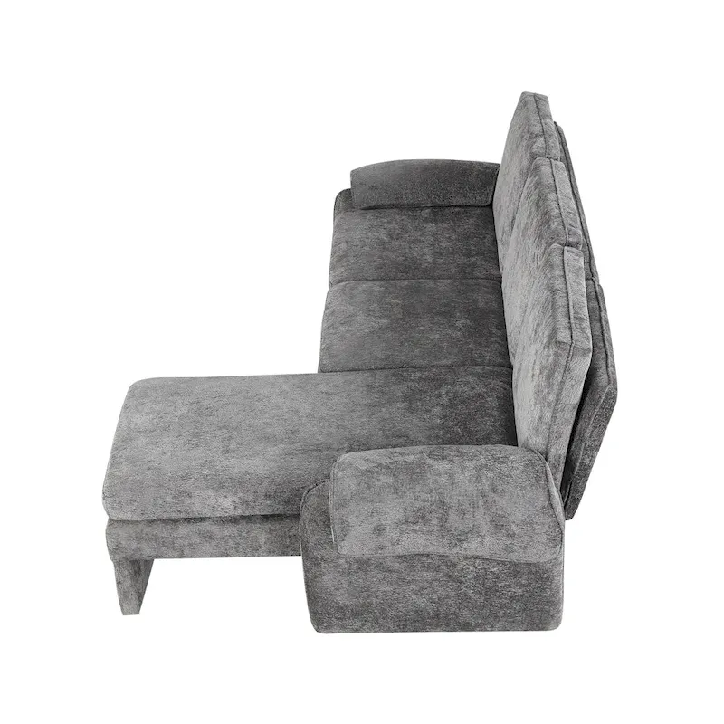 94.1 Chenille L-Shaped Futon Sofa with Adjustable Backrest & Reversible Chaise
