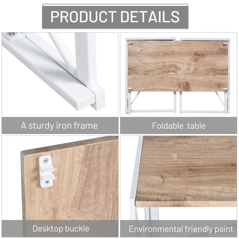 HomyLin 39  Simple Folding Study Writing Desk, No Assembly Required