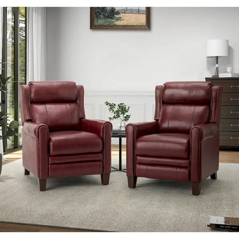 Felisa 32.48  Wide Genuine Leather Manual Recline Set of 2