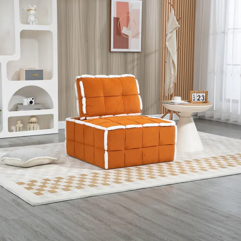 Upholstered Deep Seat Armless Chair Accent Single Lazy Sofa Lounge