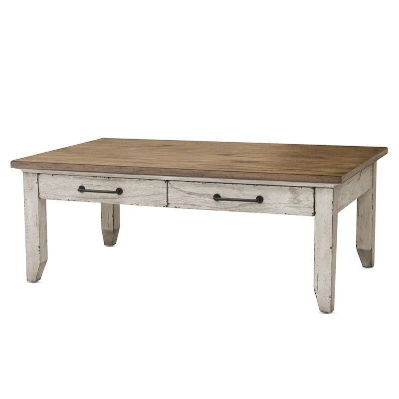 Steve Silver Two-Tone Ivory and Honey Coffee Table