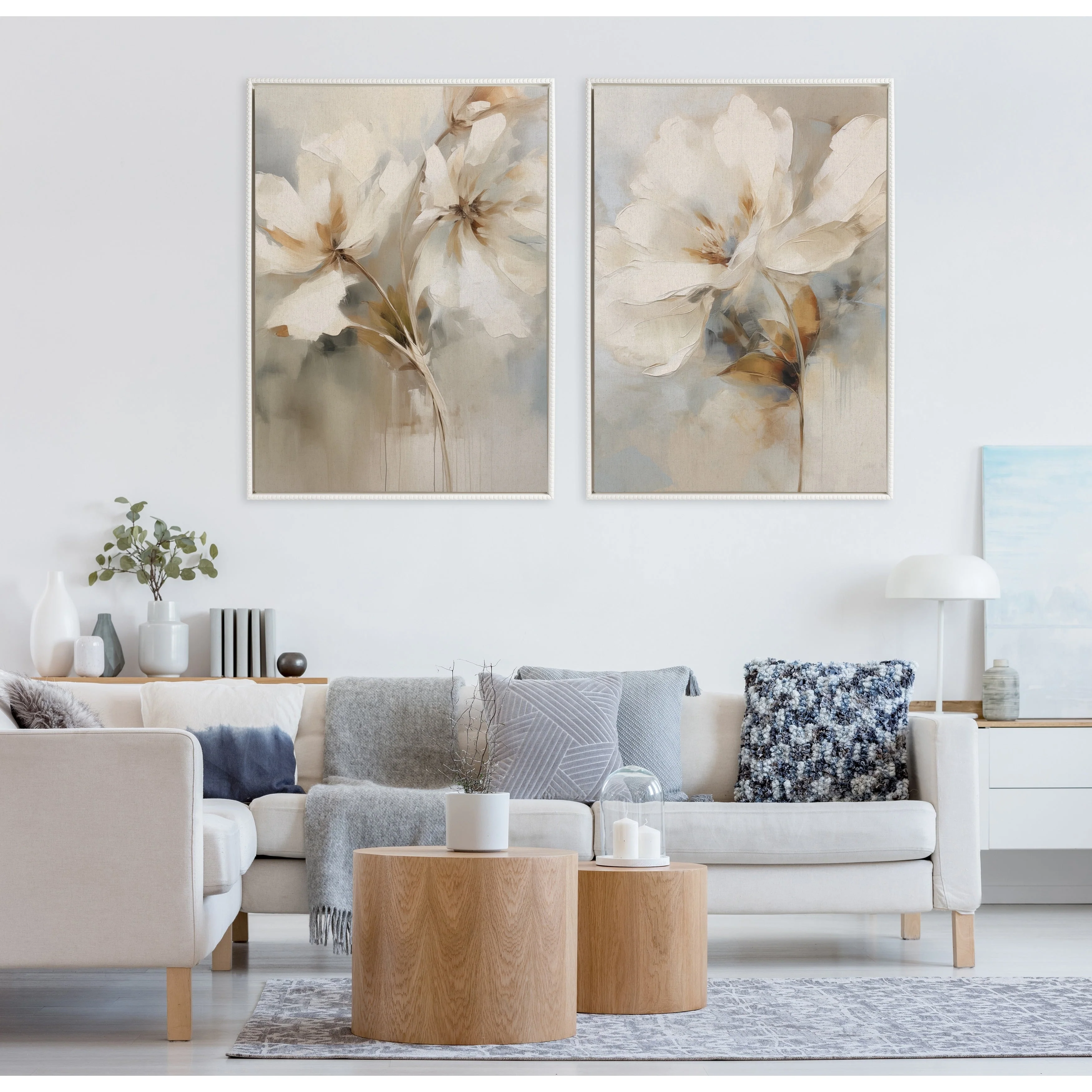 Kate and Laurel Sylvie Beaded Abstract Botanical Canvas