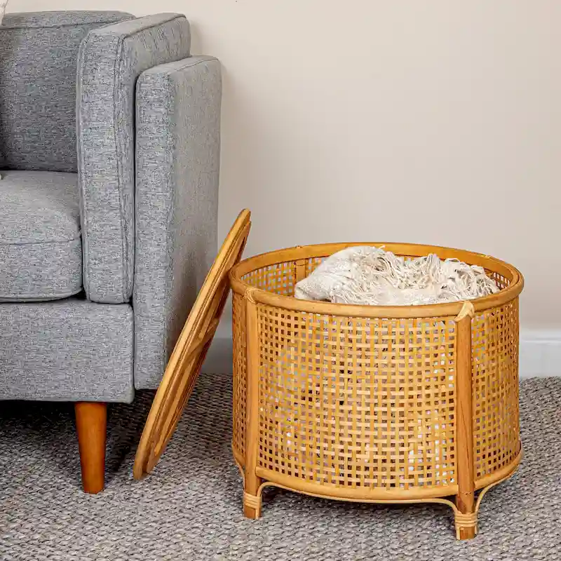 Bamboo and Rattan Accent Table
