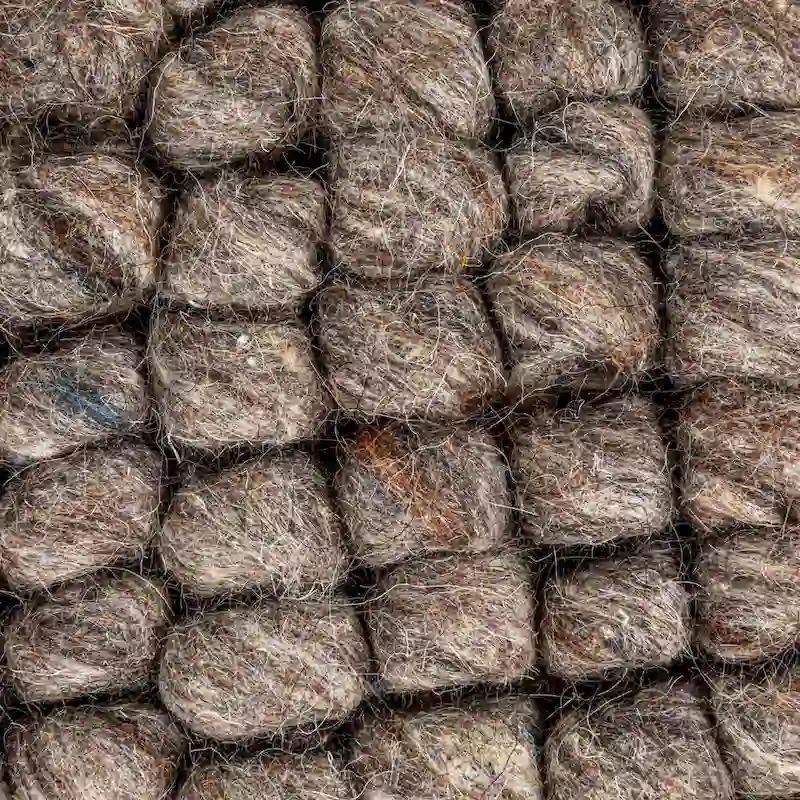 Cream/Grey/Teal Wool & Cotton Round Pouf Ottoman, 24