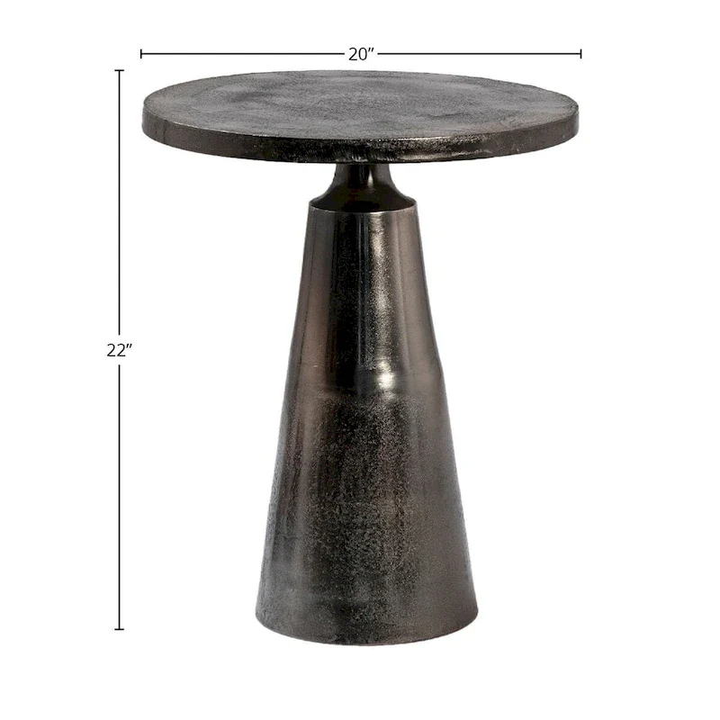 Jett 20 Round Aluminum Black Nickel Pedestal Base Side Table