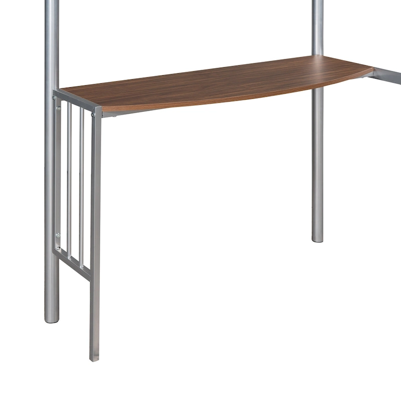 Metal Loft Bed with Desk, Ladder and Guardrails