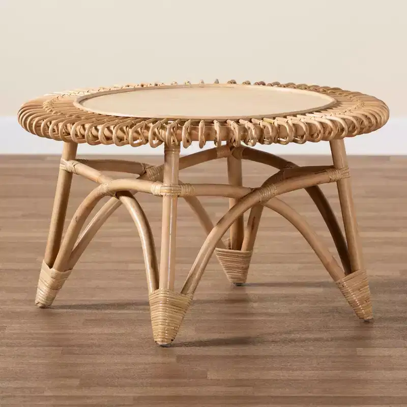 Modern Bohemian Natural Rattan Coffee Table